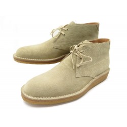 NEUF CHAUSSURES LOUIS VUITTON 7.5 41.5 BOTTINES EN CUIR SUEDE BEIGE BOOTS 720€