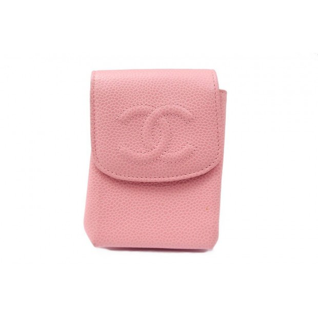 etui a cigarette chanel en cuir caviar rose