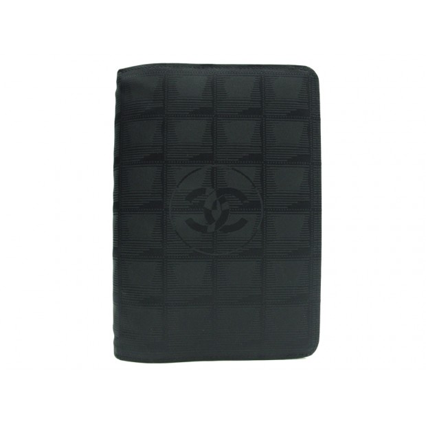 NEUF PORTE AGENDA CHANEL EN TOILE NOIR + DUSTBAG 