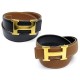 CEINTURE HERMES LIEN REVERSIBLE T70 CUIR BOX NOIR TOGO GOLD BOUCLE H BELT 635€