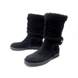 CHAUSSURES LOUIS VUITTON SNOWY FLAT HALF BOOT 36.5 37 PEAU LAINEE FOURREES 850€