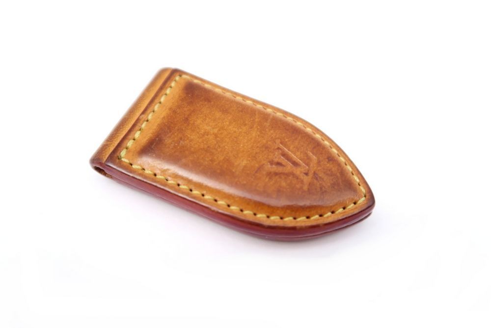 Auth LOUIS VUITTON Pince A Billets Money Clip M64692 Light Brown Leather  from JP