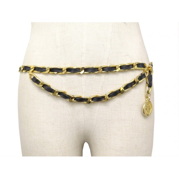 CEINTURE CHANEL CHAINE ET CUIR 