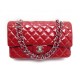 SAC CHANEL TIMELESS CUIR VERNI ROUGE 26CM 