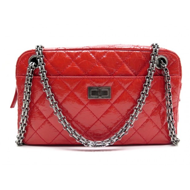 NEUF SAC A MAIN CHANEL CAMERA 2.55 EN CUIR VERNI ROUGE NEW RED HAND BAG 3450€