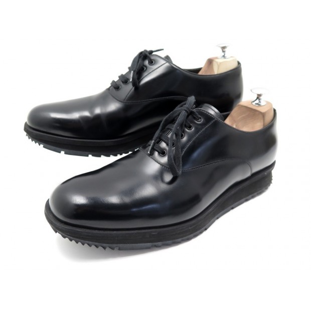 CHAUSSURES PRADA SPAZZOLATO FUME PLATFORM 2EE093 10 45 RICHELIEU CUIR NOIR 600€