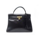 VINTAGE SAC A MAIN HERMES KELLY 32 RETOURNE CUIR BOX SOUPLE NOIR HAND BAG 7500€