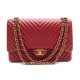 NEUF SAC CHANEL TIMELESS MAXI JUMBO CUIR CHEVRONS ROUGE 