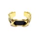 BRACELET HERMES CROISILLONS CUIR NOIR METAL DORE 