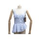 NEUF HAUT LOUIS VUITTON RUFFLE TOP BL29SKL 40 M EN SOIE BLEU SILK SHIRT 1200€