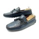 CHAUSSURES BERLUTI ENZO S3723-V2 MOCASSINS 7 41 CUIR SCRITTO BLEU LOAFERS 950€