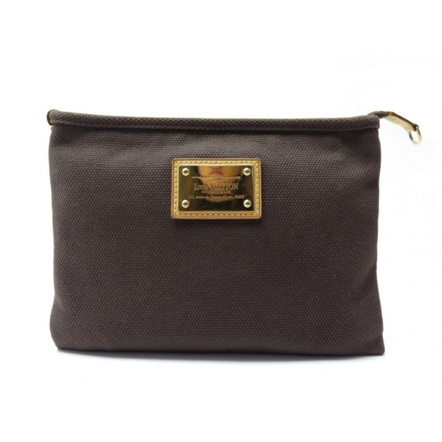 POCHETTE LOUIS VUITTON TROUSSE ANTIGUA 26 CM EN TOILE MARRON CLUTCH BAG 270€