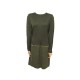 NEUF ROBE CHANEL A MANCHES LONGUES T 40 M EN COTON KAKI CHAINE DORE DRESS 2200€