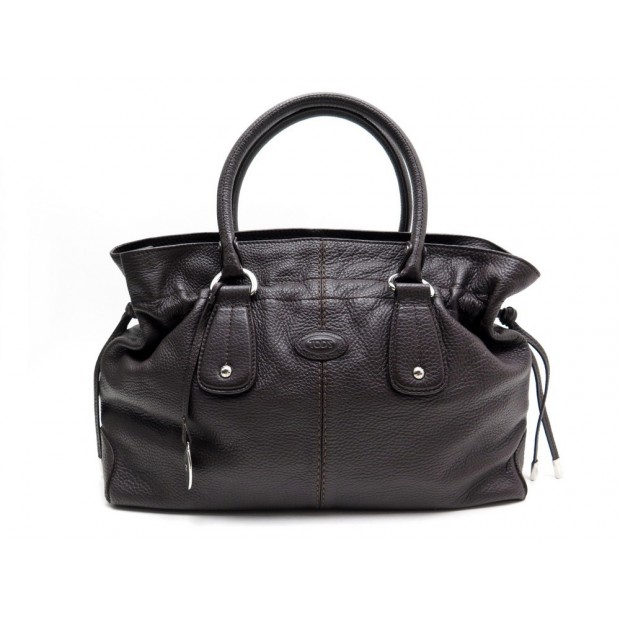 NEUF SAC A MAIN TOD'S EN CUIR GRAINE MARRON BROWN LEATHER SHOULDER HANDBAG 1200€