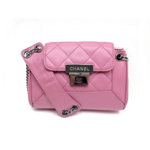 SAC A MAIN CHANEL EN CUIR CAVIAR ROSE MATELASSE LEATHER PURSE HAND BAG 3550€