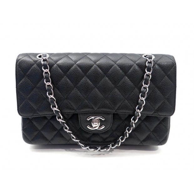 SAC A MAIN CHANEL TIMELESS 2.55 25 CM EN CUIR NOIR & METAL ARGENTE PURSE 4260€