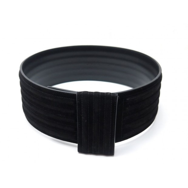 NEUF CEINTURE LARGE SAINT LAURENT bombe 314554 T 75 DAIM NOIR DEER BELT 595€