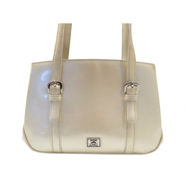 SAC A MAIN MOSCHINO BANDOULIERE CUIR VERNI 