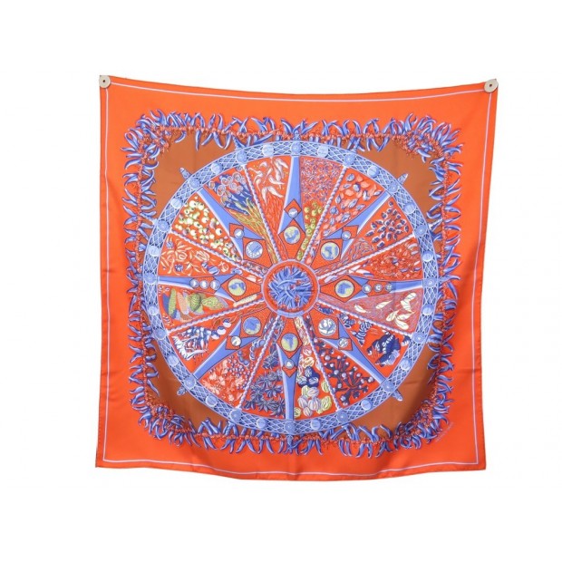 FOULARD HERMES AUX PAYS DES EPICES CARRE 90 FAIVRE EN SOIE ROUGE SILK SCARF 370€