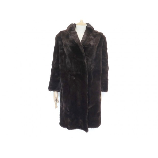 MANTEAU FOURRURE DE MOUTON DORE ELEVAGE 40 L MARRON VESTE JACKET SHEEP FUR COAT