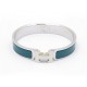 NEUF BRACELET HERMES CLIC H T18 EN EMAIL TURQUOISE ET ACIER + BOITE JEWEL 545€