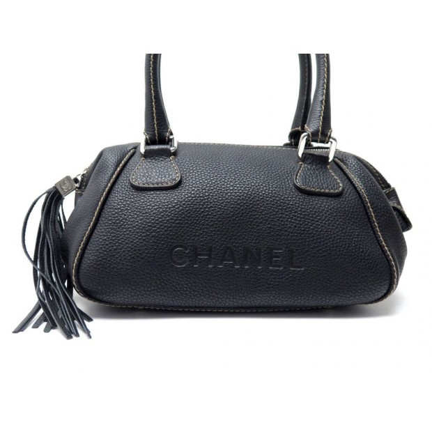 NEUF SAC A MAIN CHANEL EN CUIR GRAINE NOIR BLACK LEATHER SHOULDER HAND BAG 3800€