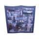 RARE FOULARD HERMES LES TOITS DE PARIS CARRE EN SOIE BLEU BOITE BLUE SILK SCARF