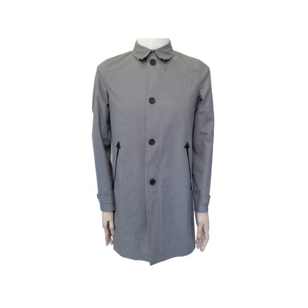 NEUF MANTEAU LONG DROIT THE KOOPLES PIED DE POULE T44 S GRIS NEW GREY COAT 495€