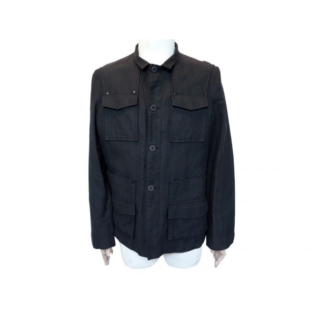 MANTEAU VESTE GIVENCHY HOMME 54 L EN LAINE ET COTON NOIR WOOL JACKET COAT 1000