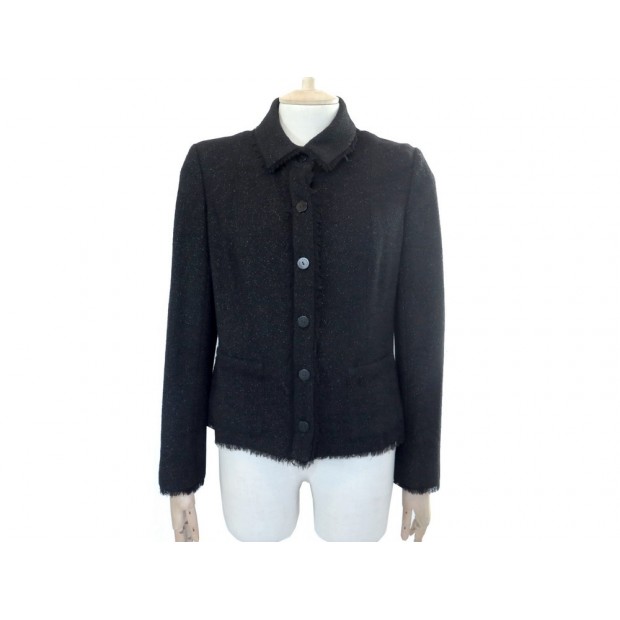 NEUF VESTE CHANEL T40 M LAINE NOIR A PAILLETTE + CINTRE BLACK WOOL JACKET 4200€