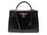  sac a main hermes kelly 32 sellier cuir box noir