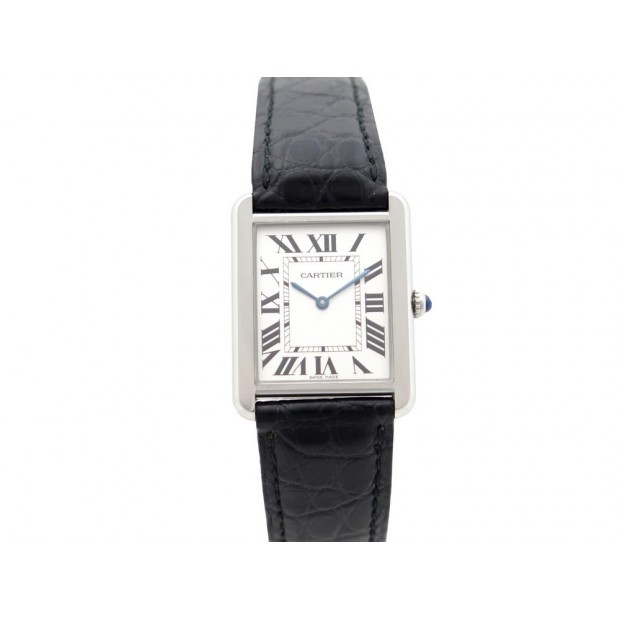 MONTRE CARTIER TANK SOLO 3169 34 MM QUARTZ ACIER CUIR NOIR BOITE WATCH 2900