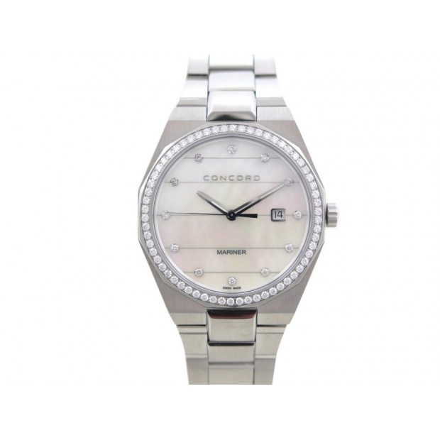 NEUF MONTRE CONCORD MARINER 0320264 QUARTZ 41 MM EN ACIER DIAMANTS + ECRIN 4390€