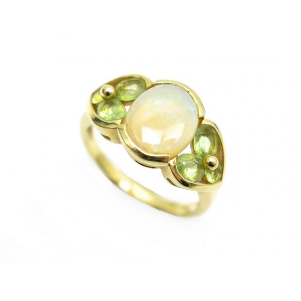 BAGUE EN OR JAUNE OPALE ET PERIDOT 4.3GR 