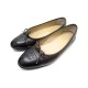 CHAUSSURES CHANEL LOGO CC G02819 BALLERINES 40.5 CUIR MARRON + BOITE SHOES 590€