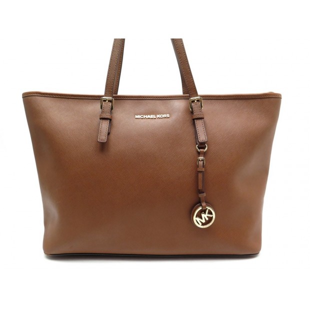 SAC MICHAEL KORS JET SET CUIR MARRON 