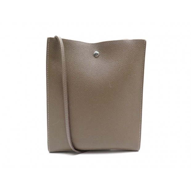 PETIT SAC HERMES POCHETTE BANDOULIERE EN CUIR EPSOM ETOUPE CROSSBODY CLUTCH