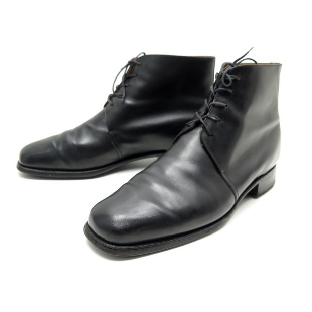 CHAUSSURES JM WESTON 10C 44 BOTTINES EN CUIR NOIR BLACK LEATHER BOOTS SHOES 850€