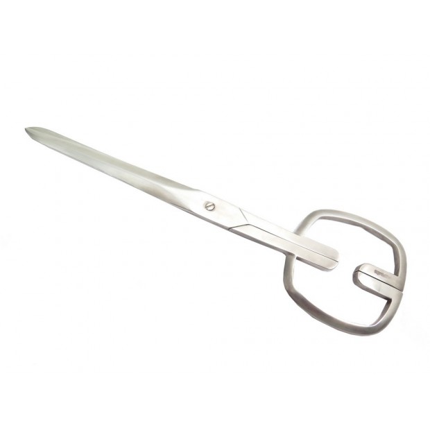 NEUF CISEAUX HERMES EN METAL ARGENTE POUR BUREAU COUPE PAPIER SILVER SCISSORS