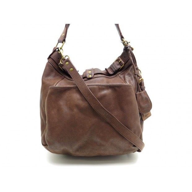 SAC A MAIN VANESSA BRUNO PETIT LUNE HOBO BANDOULIERE EN CUIR MARRON PURSE 540€