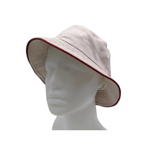 NEUF CHAPEAU MOTSCH POUR HERMES VENDOME T 59 EN LIN BORDEAUX NEW LINEN HAT