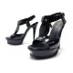 CHAUSSURES YVES SAINT LAURENT SANDALES 213115 38 EN CUIR VERNI NOIR SHOES 695€