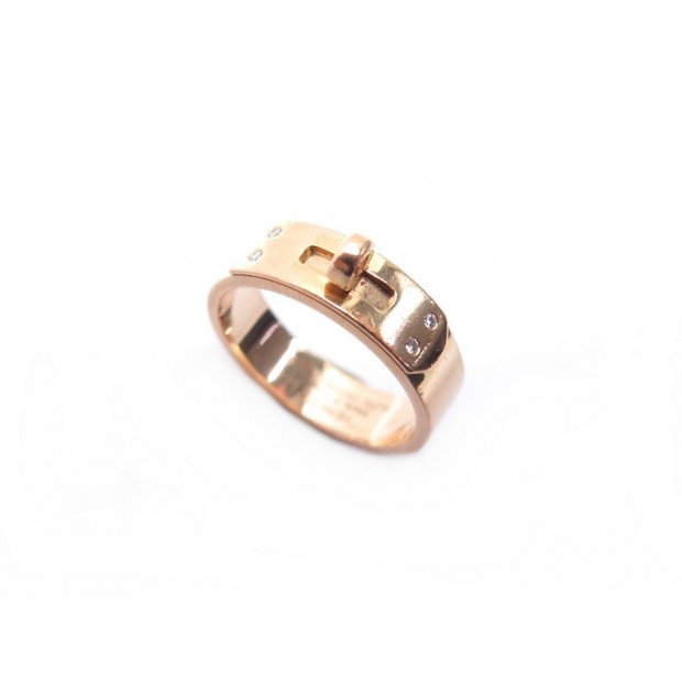 BAGUE HERMES KELLY PETIT MODELE 50 OR ROSE ET DIAMANTS 0.2 CT + BOITE RING 1900€