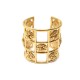 VINTAGE BRACELET CHANEL MANCHETTE CAMELIA T18 EN METAL DORE GOLDEN BANGLE 1250€