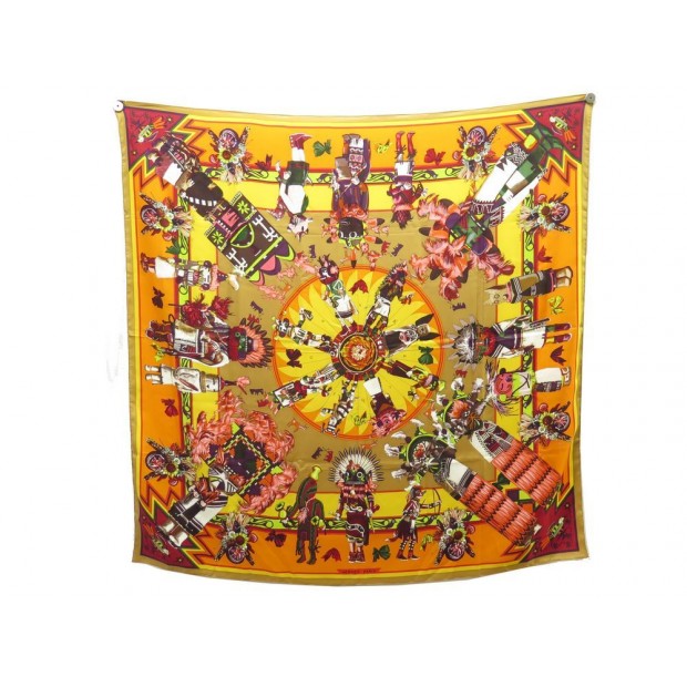 NEUF FOULARD HERMES KACHINAS CARRE GEANT 140 OLIVER EN SOIE + BOITE SCARF 735€