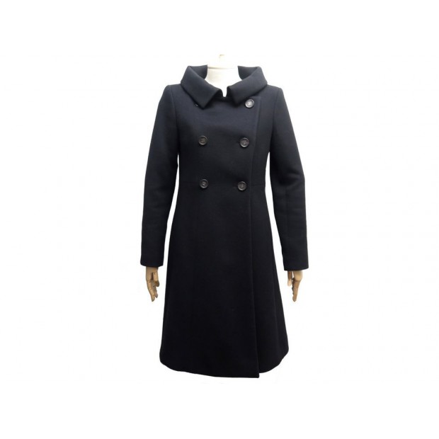 NEUF MANTEAU LONG CHANEL P44266 38 M LAINE NOIR BOUTON LOGO CC JACKET COAT 6000€