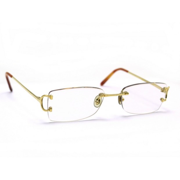 MONTURE PAIRE DE LUNETTES DE VUE CARTIER EN METAL DORE GOLDEN GLASSES 730€