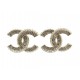 NEUF BOUCLES D'OREILLES CHANEL LOGO CC STRASS EN METAL DORE NEW EARRINGS 390€