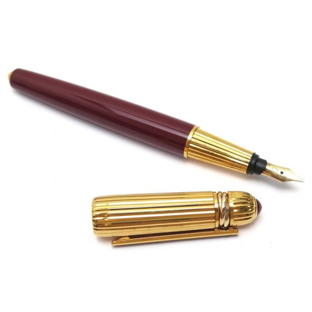 NEUF STYLO CARTIER PASHA PLUME A CARTOUCHES LAQUE ET PLAQUE OR + ECRIN PEN 880€