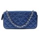 NEUF SAC A MAIN CHANEL WALLET ON CHAIN WOC ZIPPE BANDOULIERE EN CUIR BLEU 2100€